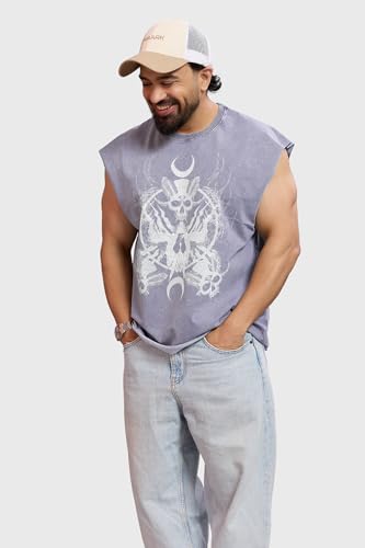 FUAARK Mens Poly-Cotton Sleeveless Gym Vest Dark Grey Light Grey - Image 7