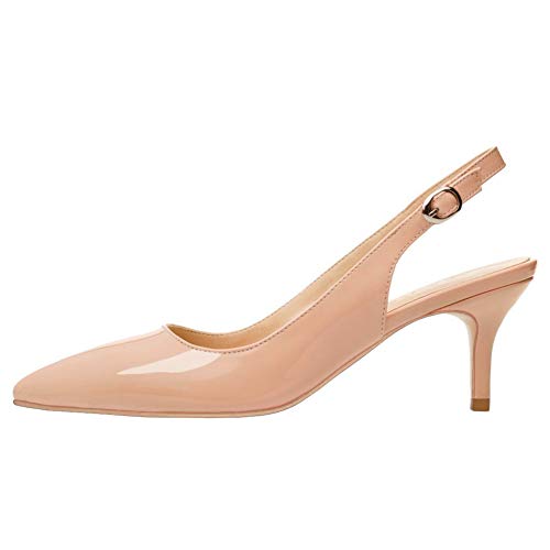 JOY IN LOVE Kitten Heels for Women Slingback Pumps Sandals Pointy Toe Pumps