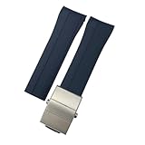IORUYB Correa de reloj de goma de silicona, repuesto de 21mm y 22mm para MIDO M026 Ocean Star HydroConquest, correa de reloj deportivo resistente al agua(Blue silver,21mm)