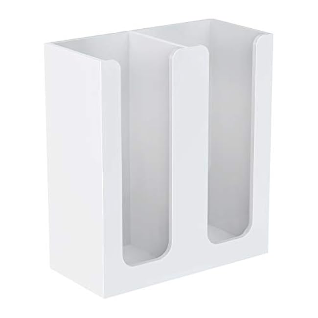 Richboom Acrylic Coffee Cup and Lid Storage Organizer Holder, 2 Compartments, White