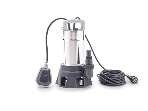 Pontec 87065 PondoDrain Mud 19000 - grausilberne Entwässerungspumpe für Baustellen, Teiche oder Keller / Korngröße: 25 mm / 750 W-Leistung / 230 V