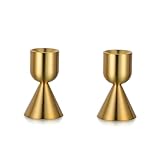 ALSOLIFE Brass Gold Candlestick Holder,Taper Candle Holders,Candle Stick Holders 2Pcs,Modern Aluminium Taper Holder for Table Mantel Wedding Housewarming Gift