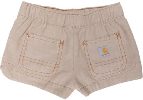 Carhartt Kids Little Girls Chambray Cotton | Light Brown Denim Shorts | 2 Toddler (2T)