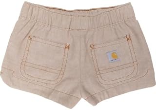 Carhartt 아동용 여아용 샴브레이 면 | 라이트 브라운 데님 반바지 | 유아 2 (2T)
