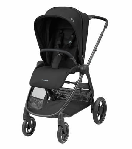 Maxi-Cosi Street Plus Passeggino, 0-4 anni,0-22 kg, Chiusura con una sola mano, Compatibile con tutti i seggiolini auto Maxi-Cosi, Reclinabile 3 Posizioni, Ampio cestello XXL, Essential Black