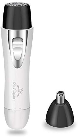 AmElegant Facial Hair Removal for Women - Painless Nose Hair Trimmer - Waterproof Rechargeable Portable Hair Remover for Ear, Peach Fuzz, Chin, Upper Lip, Mustaches, Legs (White)