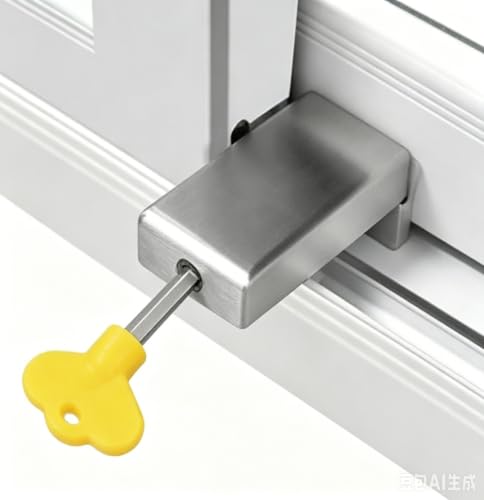Image of Inralimot Sliding Window Locks with Keys (1 Set), 0.66-1.65 Inch Adjustable Child Safety Locks for Vertical and Horizontal Windows, Stainless Steel Security Lock for Patio Doors, No Tools Needed