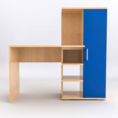 Image of Engineered Wood Office & Study Table for Study Room /Office /Work from Home || Engineered Wood Study Table || Freestanding || (Cream & Blue) |