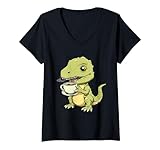 Photo Gallery donna t-rex bere caffè tea-rex divertente carino fumetto dino dinosauro maglietta con collo a v Photo Gallery donna t-rex bere caffè tea-rex divertente carino fumetto dino dinosauro maglietta con collo a v