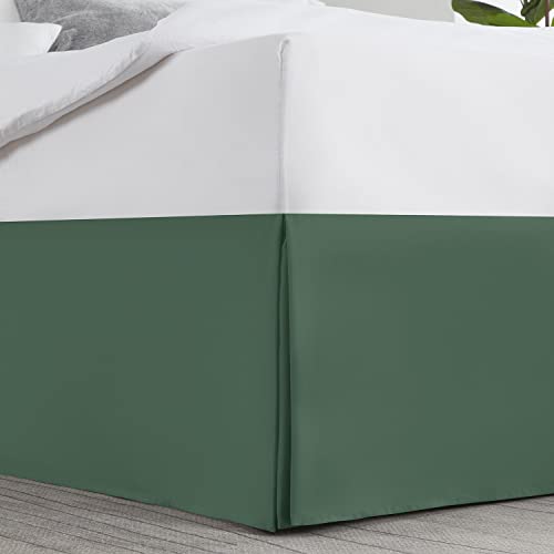 Image of Nestl Hunter Green Bed Skirt Cal King Size - Cal King Bed Skirt 14 Inch Drop - Brushed Microfiber Bed Skirts - Hotel Quality Pleated Bed Skirt - Shrinkage & Fade Resistant