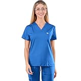 Meidiero Scrub Tops Women, Slim-fit Medical Shirts, Soft Stretch & Wrinkle-Resistant Women's Scrub Tops with 2 Chest Pockets Royal Blue