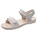 Sandali delle donne di estate di modo di colore solido fondo spesso piatto gancio anello casuale delle signore sandali, Beige, 38 EU