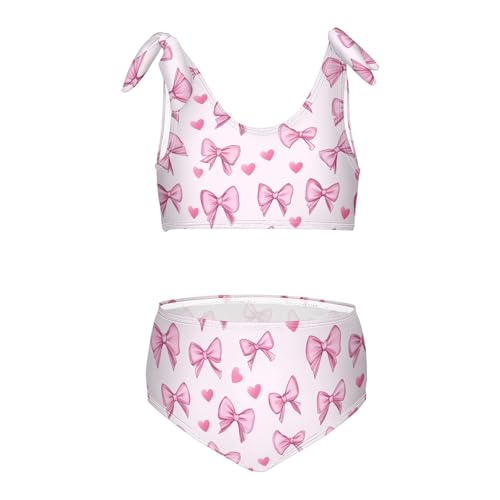 Wusikd Pink Bows Girls Swimsuits Two Piece Hearts Swimwear Bikini Set for for Girls Size 3T