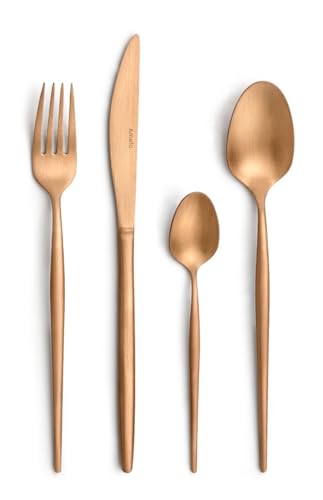 Amefa SOPRANO Besteckset 16-teilig mit Edelstahl mit PVD-Veredelung in Kupfer, Essbesteck, Eleganz mit modernem Design, Tafelbesteck, formvollendet...