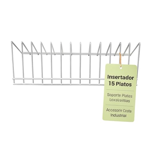 CubetasGastronorm ® Insertador 15 Platos para Cesta Lavavajillas Industrial Soporte Antigolpes Hierro Plastificado Organizador para Hostelería Compatible con Cestas Estándar MAX Ref 91LV14608