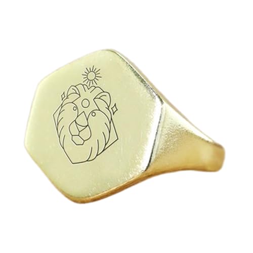 Bague lion hypoallergénique en argent plaqué or pour peau sensible style vintage