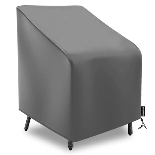 KOZYARD Waterproof Patio Chair Cover Gray 420D Oxford Fabrics UV Resistant Lounge Deep Seat Single Lawn Chair Cover Furniture Cover All Weather Protection Garden Chairs Cover(77x94x79cm, Grey)