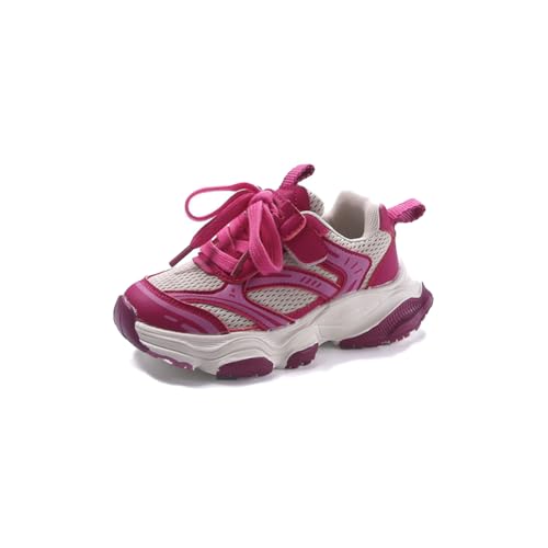Zapatillas de correr para niños, para interiores y exteriores, para gimnasio, zapatos casuales para caminar, rosa roja, 25 EU