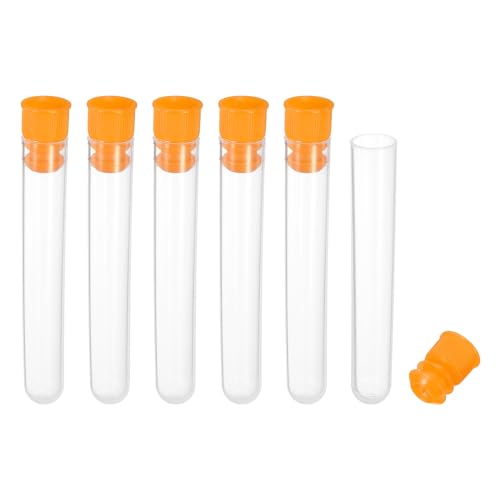 Image of PATIKIL 3 inch Length Plastic Sewing Needle Storage Holder, 6 Pcs Portable Matte Embroidery Needle Pin Toothpick Storage Tubes Case for Craft Knitting, Orange