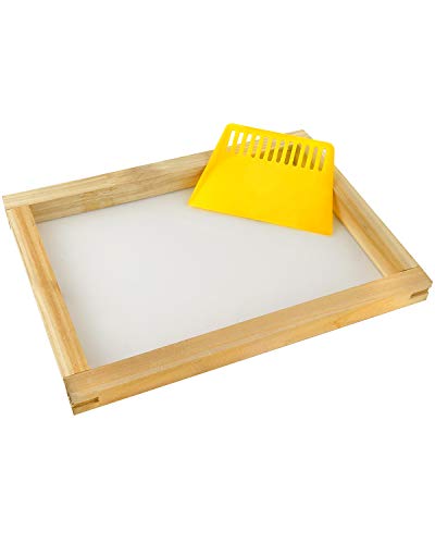 Aoibrloy 19Pcs Screen Printing Squeegee kit with 3pcs 75 Durometer Wooden Ink Scraper(13.7, 9.4, 5.9inch), 3pcs Plastic Printing Squeegee, 1pcs Masking Tape, 2pair Gloves, 10pcs Wood Mixing Sticks