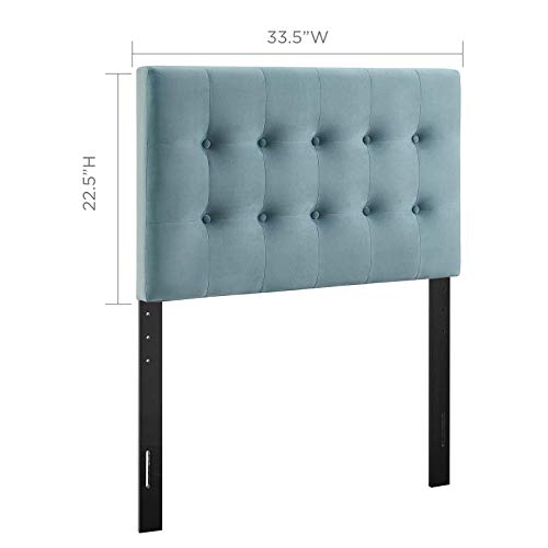 Image of Modway Emily Twin Biscuit Tufted Performance Velvet Headboard, Light Blue