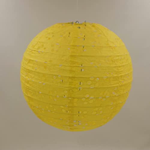 10/15/20/25/30/35/40cm chinois creux rond papier lanterne boule Festival fournitures chinois papier lanterne fête de mariage décoration-jaune, évider 25cm
