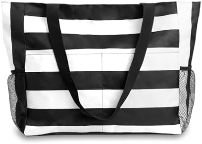 Flintronic Mesh Strandtas, Groot, Met Ritssluiting, Binnenzak, 45 x 35 x 16 cm, Make-uptas, Opvouwbare Handtas, Reistas Voor Dames, Bruin