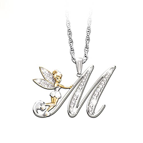 LILY123 Mode Elfes Fée Initiale Lettre Nom Pendentif Collier pour Femmes Filles, Personnalisé Capital Alphabet 26 A-Z Ruban Porte-Bonheur Chandail clavicule chaîne Collier Bijoux Cadeaux