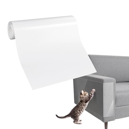 AiQInu Protector Sofa Gatos Arañazo,21cm x 300cm Protector Puertas Arañazos Perro, Adhesivas Transparente Cinta Protección Rascador, para Puerta, Sofá, Pared de Madera