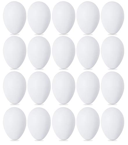 Double Couple 20 huevos de plástico blanco para caza, relleno de cestas, regalo, compatible con máquina giratoria de decoración de huevos