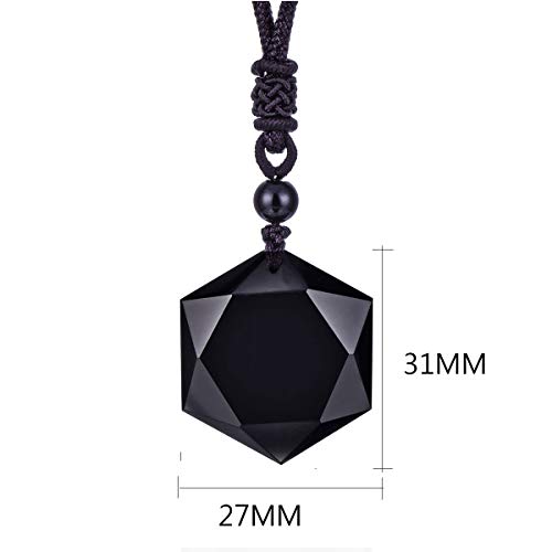 Black Obsidian Necklace Men Hexagram Natural Stone Crystal Pendant for Women Protection Premium Talisman Necklaces Couples Gift3