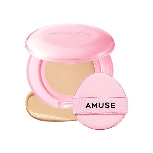 AMUSE SEOUL Dew Power Vegan Cushion Foundation (02 HEALTHY) - Semi Glow, Full Coverage, Dewy Finish, Long Lasting, Lightweight, Smooth Radiant Skin, Vegan, Korean Beauty Makeup