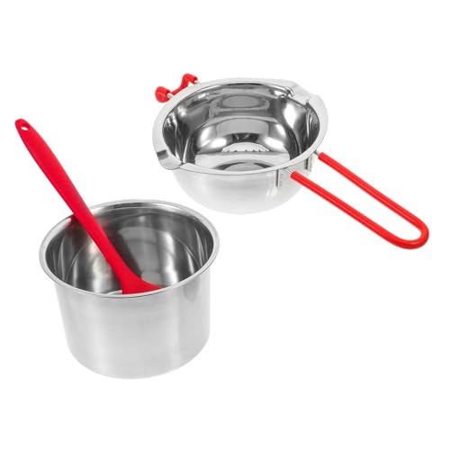 CIYODO 1set Stainless Steel Chocolate Melting Pot Double Boiler for Candle Candy and Dessert Melting Includes Scraper and Outer Pot for Home Baking and Cooking