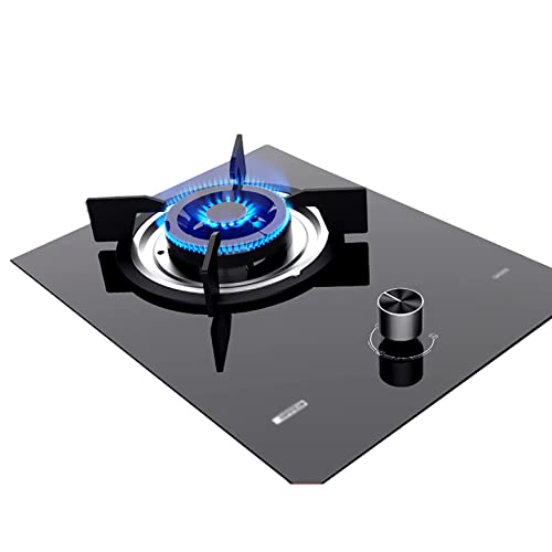 Aouoeeo Placa de Gas, Encimera de Gas, Cocina de Gas de 4,5 kW empotrada, encimera de Vidrio Negro con protección contra sobrecalentamiento.