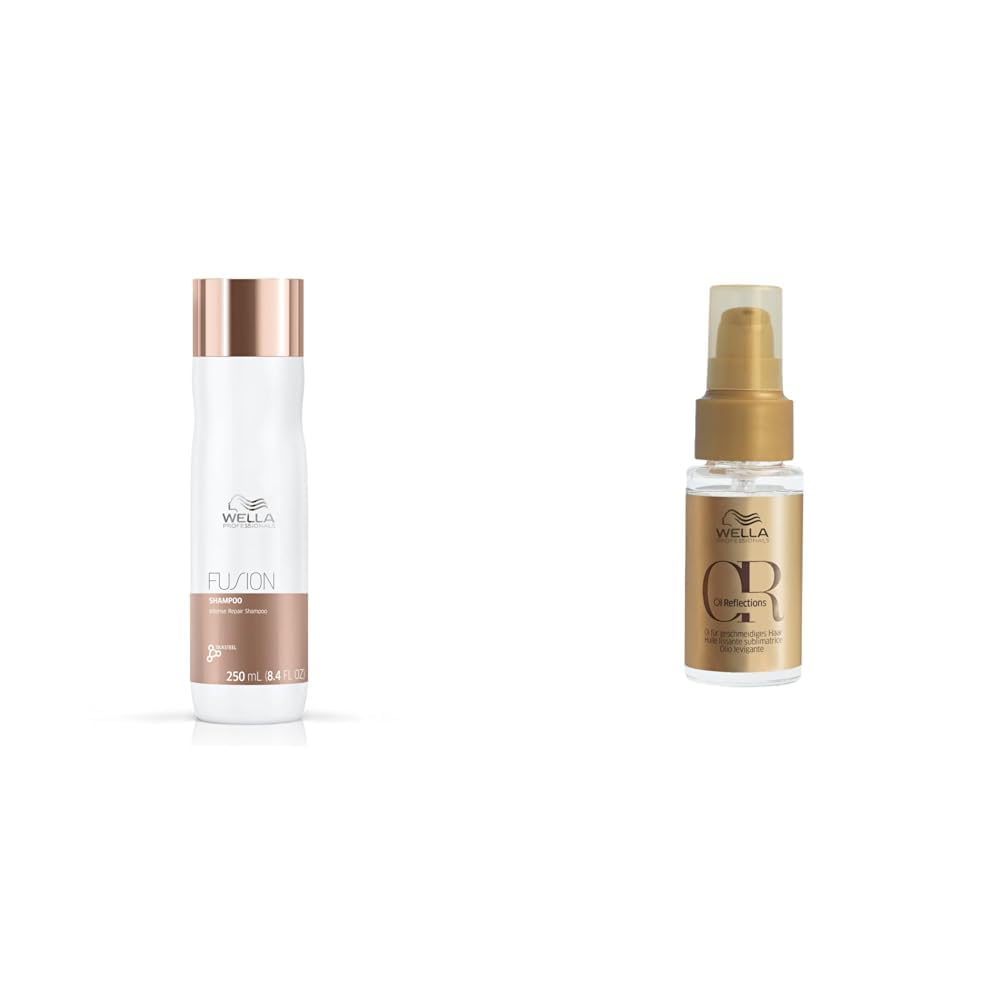 Wella Fusion Intense Repair Shampoo (250ml) – For Damaged Hair + Oil Reflections Hair Oil (30ml) – Avocado & Macadamia, Glossy Finish-image-29
