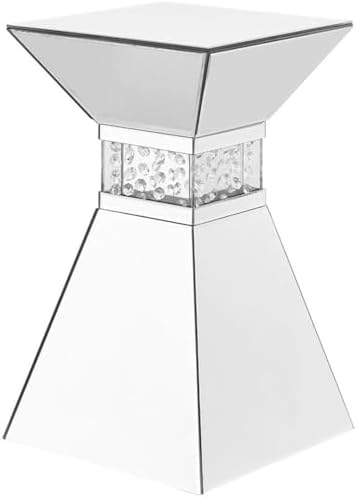 Elegant Decor Modern 20" Clear Crystal Mirrored Accent Pedestal End Table