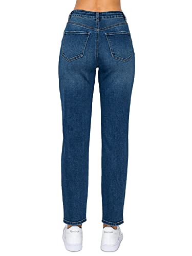 WAX JEAN Women's Mom Jean with Blown Out Knee2