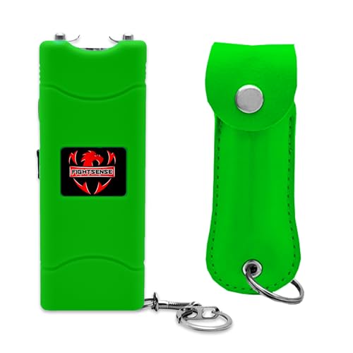 FIGHTSENSE Pepper Spray & Mini Stun Gun with Flashlight Combo Pack, 25 Bursts, 14 Ft. Range, Painful 1.60 µC Charge, LED Flashlight, Rechargeable Battery for Women Self Defense (Pink Bling)