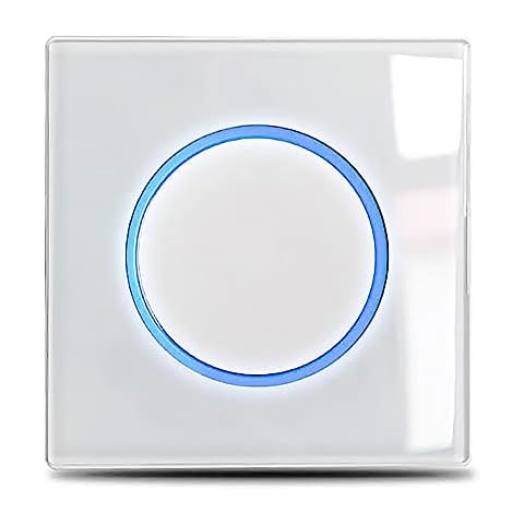Circle 1/2/3/4 gang 2 way Push Button Wall Light Switch Glass Frame Light LED Indicator (white 1 gang 2 way) Cover