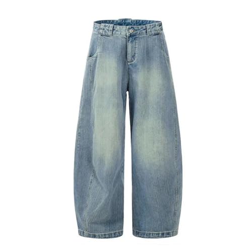 Men’s American Style Lightning Pattern Denim Jeans, Gradient Color, Wide Leg, Summer Loose Fit2