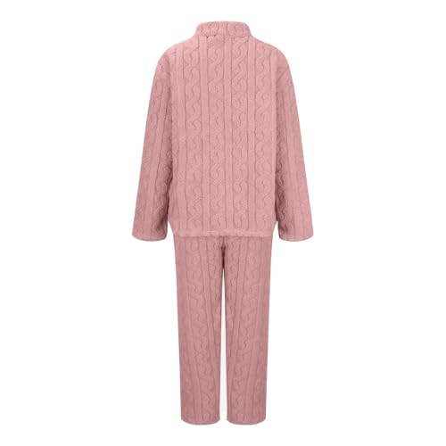 Womens Quarter Zip Flannel Pajamas Set 2031 Winter Warm Fuzzy Sleepwear - image 5