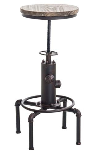 CLP Metall-Barhocker Lumos mit höhenverstellbarem Holzsitz I Thekenhocker...