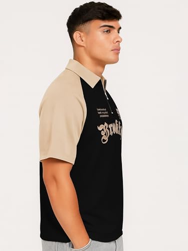 Image of Jump Cuts || Mens || Printed || Polo Neck || Raglan Half Sleeve || Cotton Blend || T-Shirt