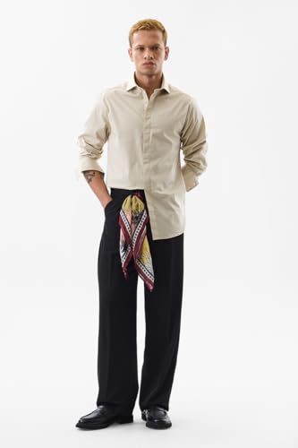 Image of SNITCH Men's Casual Shirt | Slim Fit Full Sleeve Classic Collar Solid Pattern | Premium Cotton Blend & Breathable Fabric for Everyday & Semi-Formal Wear