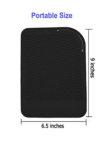 Image of Heat Resistant Mat for Curling Iron, Flat Irons and Hair Straightener Hair Styling Tools 9 inch x 6.5 inch, Food Grade Silicone, Black
