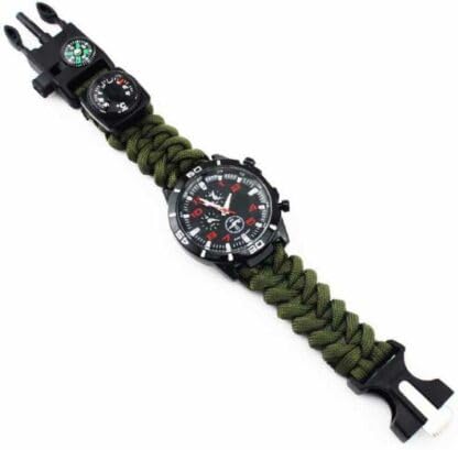 Linist Outdoor Survival Paracord Watch with Compass, Flint Fire Starter, Whistle & Emergency Rope Gear – Multi-Functional Tactical Bracelet Watch for Camping, Hiking, and Outdoor Adventures 2