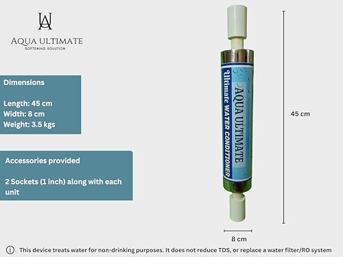Image of Hard Water Softener /Conditioner (1 inch) 4 and Above Bedroom House | Salt-Free Conditioner for Borewell & Overhead Tank | Whole House Use | Zero Maintenance | 1000 L /hr | Pack of 1