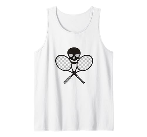 Raquetas de Tenis cráneo y Cruzadas. ¡Camiseta y Advertencia! Camiseta sin Mangas