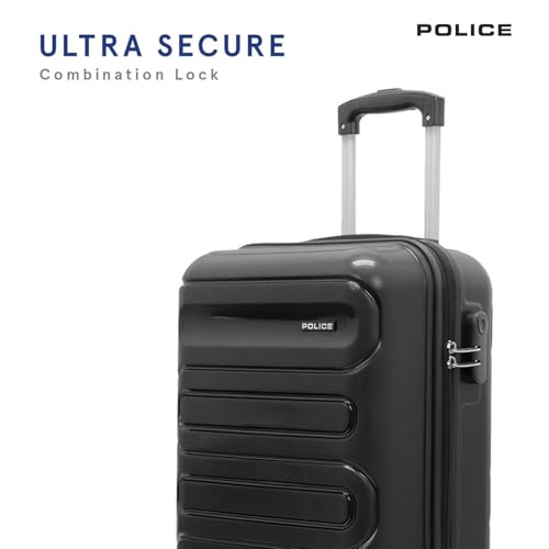 Image of Police Novex Hard PP Check-in Trolley Bag | Lightweight Travel Suitcase with TSA Lock & 8 Smooth Spinner Wheels | Durable Large Luggage for Men & Women | Black (Medium)