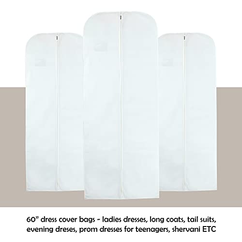Wedcova UK Pack of 3 White Bridesmaid Dress Bag, 24" x 60" inches - Image 3